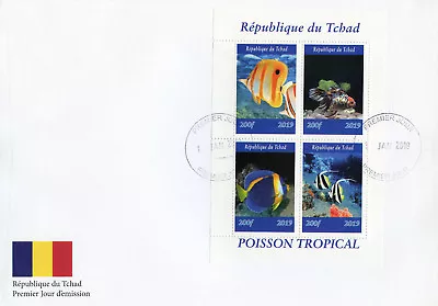 Chad 2019 FDC Tropical Fish Tang 4v M/S Cover II Poisson Fishes Marine Stamps • £7.25