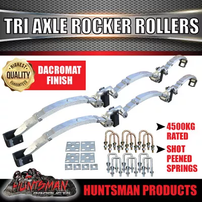 Dacromet Gal Tri Axle 6 Leaf Rocker Roller Trailer Spring & U Bolt Set 4500Kg • $850