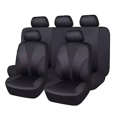 Car Seat Covers Full Set Universal Polyester Rear Split 40/60 50/50 60/40 Black • $39.99