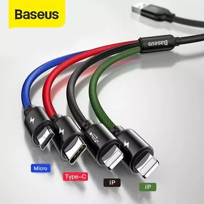 ❤ Baseus 4 In 1 Multi USB Charger Cable Cord For IPhone USB TYPE C Android Micro • $8.99