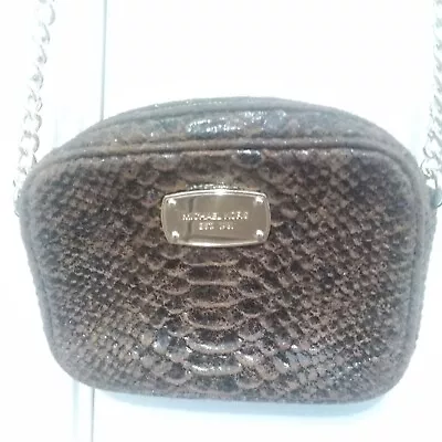 Michael Kors Women's Python Embossed Hamilton Leather Crossbody  Brown Small • $66