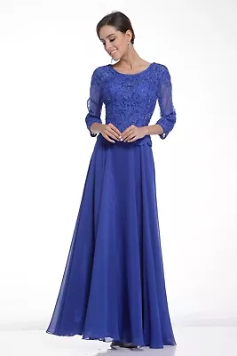 Women's Formal Top Lace Embroidery Mother Of Bride Beaded Long Evening Dress • $50.15