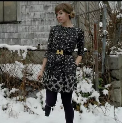 Thakoon X Target Batik Print Black And White Abstract Button Down Belted Dress S • $38