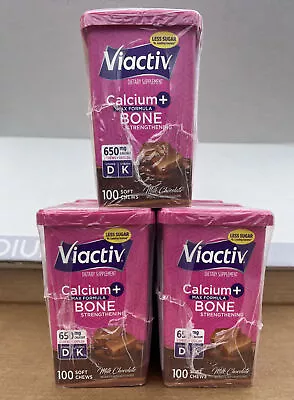 Lot Of 3 Viactiv Calcium Plus D Dietary Supplement Milk Chocolate - 100 CT 3/24 • $44.99