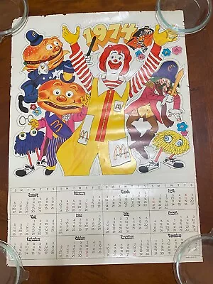 Vintage 1974 Ronald McDonald Calendar Poster Hamburglar Edge/Corner Damage • $15.99