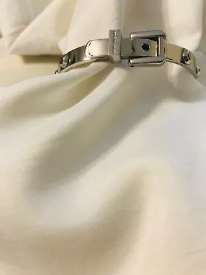 Michael Kors Astor Bangle Bracelet Silver Tone Studded Belt Buckle Hinged • $40