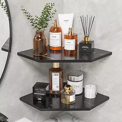 Corner Shelf Wall Mount Set Of 2 Corner Floating Shelves With Cord Hole • $33.48