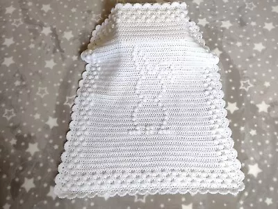 White Bunny Handmade Crocheted Baby Blanket • £20