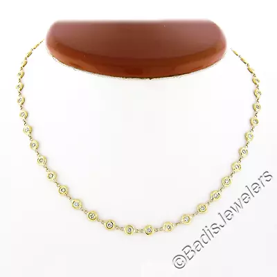 $1649.34 • Buy Italian 14k Gold 15  1.32ctw Bezel Set Close Diamond By The Yard Chain Necklace