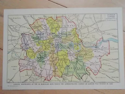 LONDON MAP Vintage Antique Print Inc RAILWAY TRAIN LINES Post 1899 Changes • £2.60