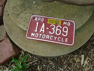 Vintage 1983 Missouri Motorcycle License Plate # 1A-369 • $35
