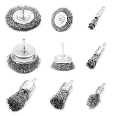 Steel Wire Brush Drill Brass With Rod Wire Brush Polishing 9-12pcs • $25.46