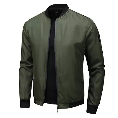 Men Casual Fall/Winter Stand Collar Coat Jackets Solid Color Long Sleeve Outwear • $27.57