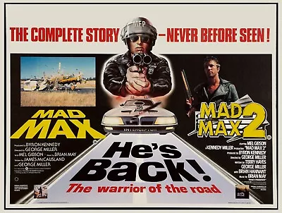 Mad Max / Mad Max 2 Uk Quad Poster Print 30x40  Double Bill Mel Gibson Free P&p • £24.99