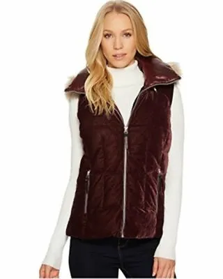 Nwt Marc New York By Andrew Marc Fur Trim Hood Velvet Down Jacket Coat Vest L Lg • $57.84