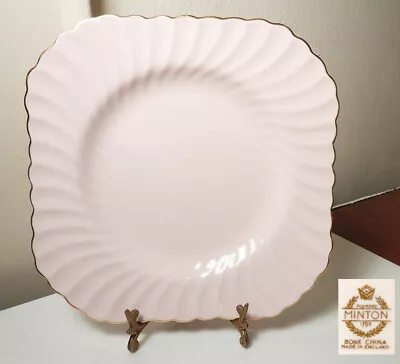 Minton SHELL PINK /GOLD Trim 8 1/2  SQUARE Salad Plate(s) Mint Condition! • $27.95