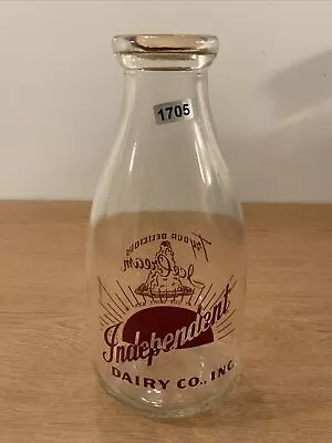 VINTAGE ANTIQUE MILK DAIRY GLASS BOTTLE ADVERTISING Independent • $18