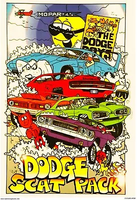 Vintage Reproduction Racing Poster Dodge Scat Pack 2 Muscle Cars Dodge Boys • $9.99