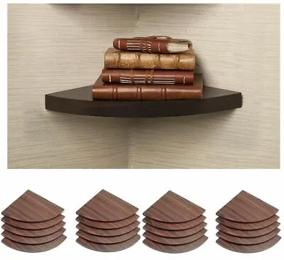 Walnut Wood Effect Floating Shelf Wall Mounted Storage Unit Shelving Display Kit • £8.95