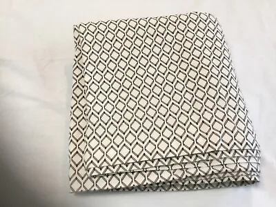 Michael Kors Queen Flat Sheet Beige 100% Cotton Mexico Diamond Pattern Good Cond • $34.99