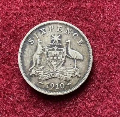 1910 King Edward VII Silver Sixpence Coin - Great Britain • £6.99