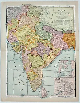 India - Original 1903 Dated Map By Dodd Mead & Company. India Pakistan • $18