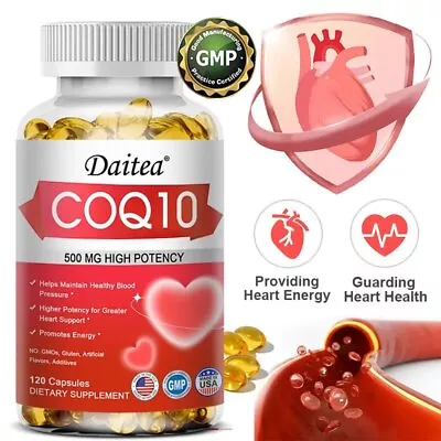  Co Enzyme Q10 500mg Vegan Capsules Co Enzyme Q10 Supplement Max Absorption • £13.06