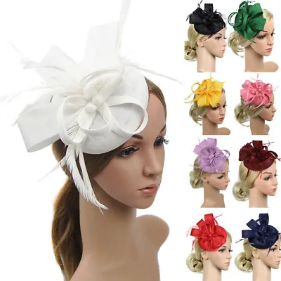 $15.99 • Buy Feather Hair Fascinator Hat Headband Clip Ladies Wedding Bridal Royal Ascot Race