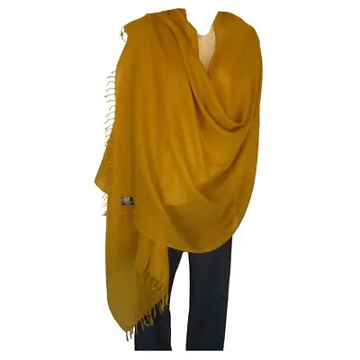 Cashmere| Extra Thin| Shawl/Scarf| Twill Weave| Himalayan| Handloomed| Gold • $69.30