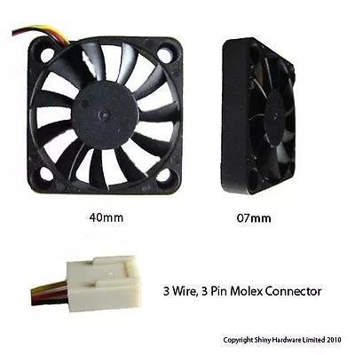 Evercool 40mm 4cm 40 X 40 X 7mm 3 Pin 12 Volt PC Case Fan (H) • £5.99