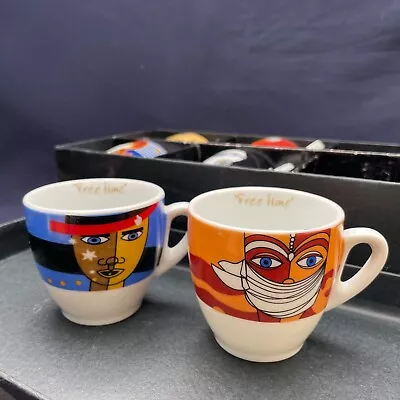 Artistic Faces Motif Espresso Set X 6 Cups And Saucers • £22