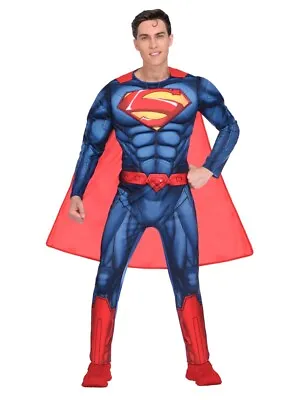 Adults Classic Superman Fancy Dress Superhero Costume DC Comic Book Day Mens • £50.99