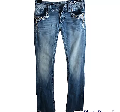 Women's Miss Me Medium Wash Bootcut Denim Jeans Size 25  Missing Button • $22