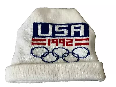 Vintage USA Winter Olympics Knit Ski Hat 1992 Red White Blue One Size • $17.90