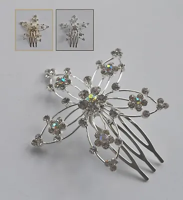 £6.25 • Buy Clear/AB Crystal/diamante/rhinestone Flower Decorative Wedding Hair Comb/slide