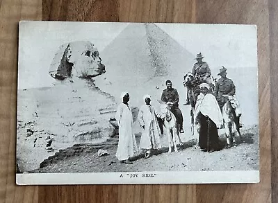 WW1 Photo Postcard. ANZAC Soldiers In Egypt. Pyramid Sphinx Camel & Donkeys. • £19