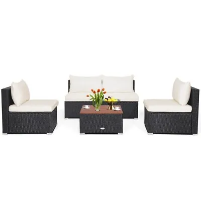 5-Piece Outdoor Rattan Sectional Patio Sofa Furniture Set Table W/ Soft Cushions • $338.96