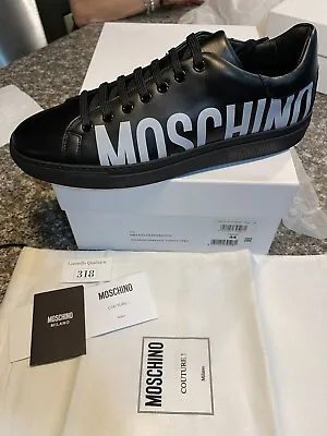 MOSCHINO Sneakers Men Size 10 Low Top Black • $160