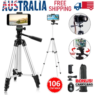 $13.69 • Buy Professional Camera Tripod Stand Mount Remote + Phone Holder For IPhone Samsung