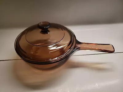 Vision Ware Corning ~0.5L Saucepan Pot Pan With LID~ Amber Glass USA • $15.55