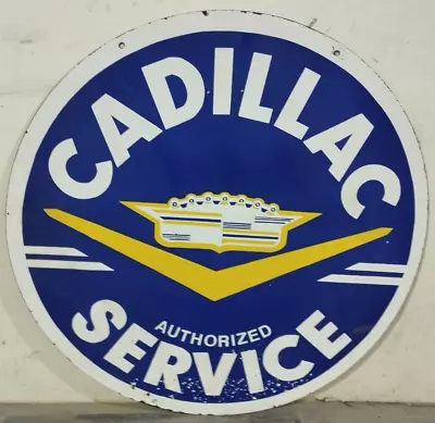 Vintage DSP Cadillac Service Gas & Oil Porcelain Enamel Sign. • $250