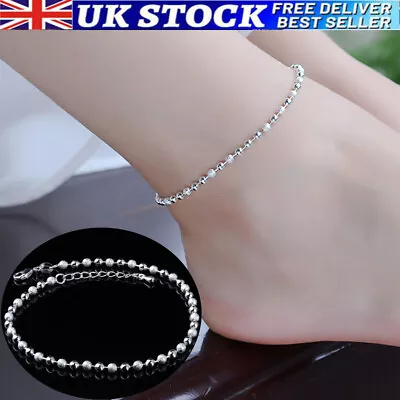 Ball Bead Ankle Bracelet Women Girls 925 Sterling Silver Anklet Foot Chain Beach • £3.49