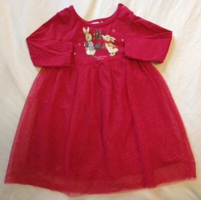 £2.50 • Buy Baby Girls 12-18 Months Christmas Party Dress Red Peter Rabbit Beatrix Potter TU