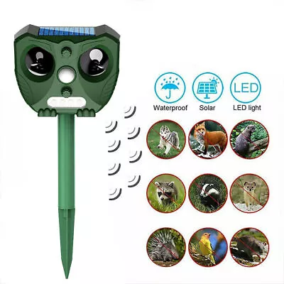 Solar Ultrasonic Repellent Dog Cat Fox Pest Scarer Deterrent Repeller Garden • £10.44