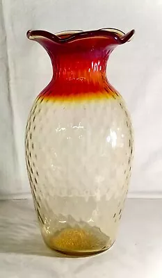 New England Glass Co./Mt. Washington Amberina Quilted Diamond 12  Vase • $55.25