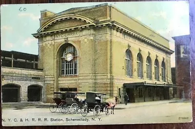 SCHENECTADY NY~1900's N. Y. C. & H. R. R. R. Station ~ Railroad Station ~ Horses • $10