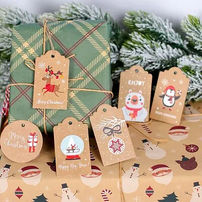£3.89 • Buy 50pcs Christmas Kraft Paper Gift Tags Wedding Scallop Label Blank Luggage Xmas