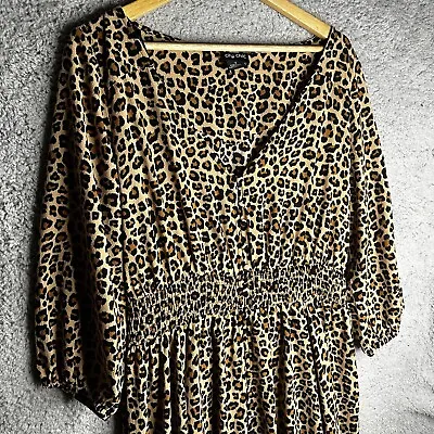 City Chic Women's Maxi Dress Plus Size S (16) Leopard Print 3/4 Sleeve Button Up • $34.99