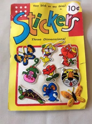 Vintage Vending Display Card  Three Dimensional Stickers  Turtle Tiger Monkey • $7.26