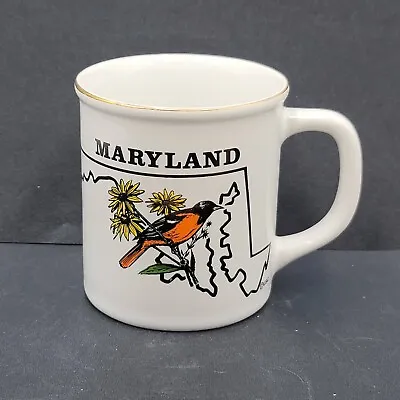 Vintage Maryland Coffee Mug Souvenir Ceramic Baltimore Oriole Black Eyed Susan • $16